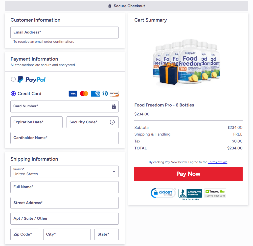 Food Freedom Pro order page